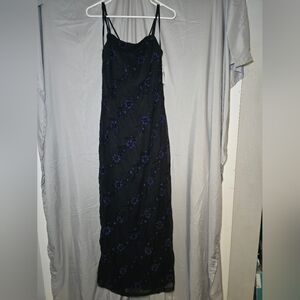 NWT long dress‎ black with purple sparkle flowers City Triangles size 11 junior